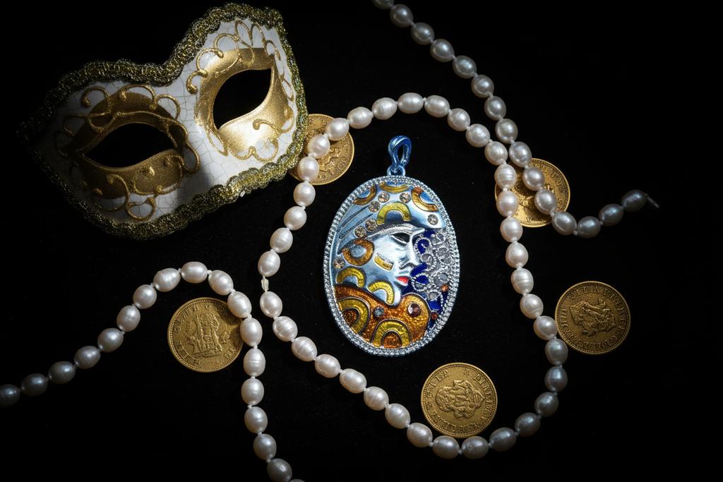 Pendentif en forme de masque, choisissez votre couleur Jaune nacrelune.com collier