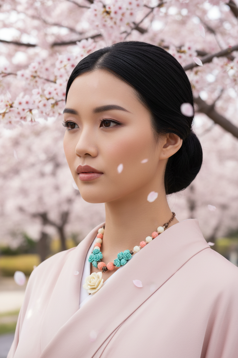 Collier Fleurs & Perles Imitation Corail – NACRELUNE NACRELUNE collier