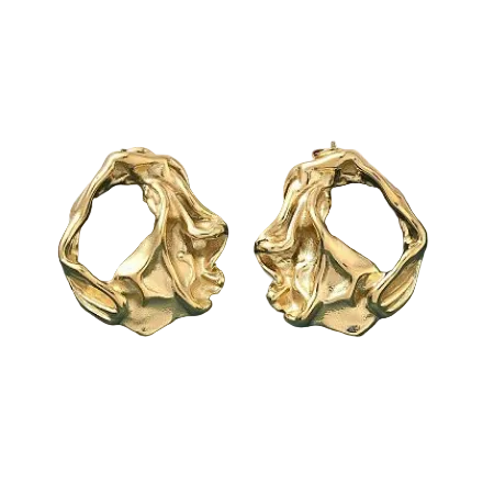 Boucles d'Oreille Organiques Plaqué Or – Forme Sculptée | NACRELUNE NACRELUNE boucles d'oreille