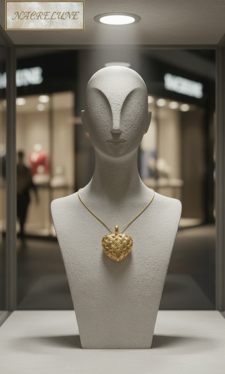 Pendentif Fantaisie en Forme de Cœur Doré | NACRELUNE NACRELUNE pendentif