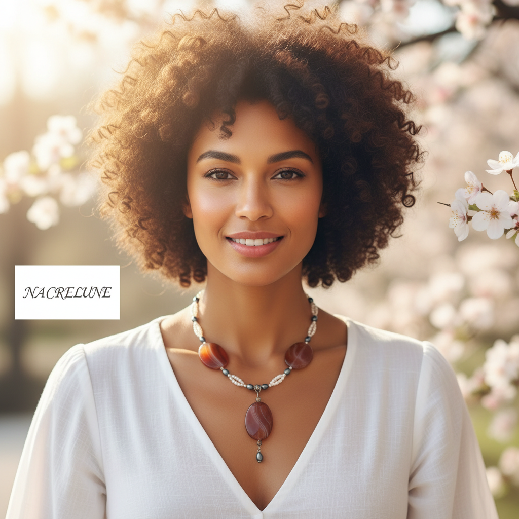 Collier agates et perles de culture nacrelune.com collier