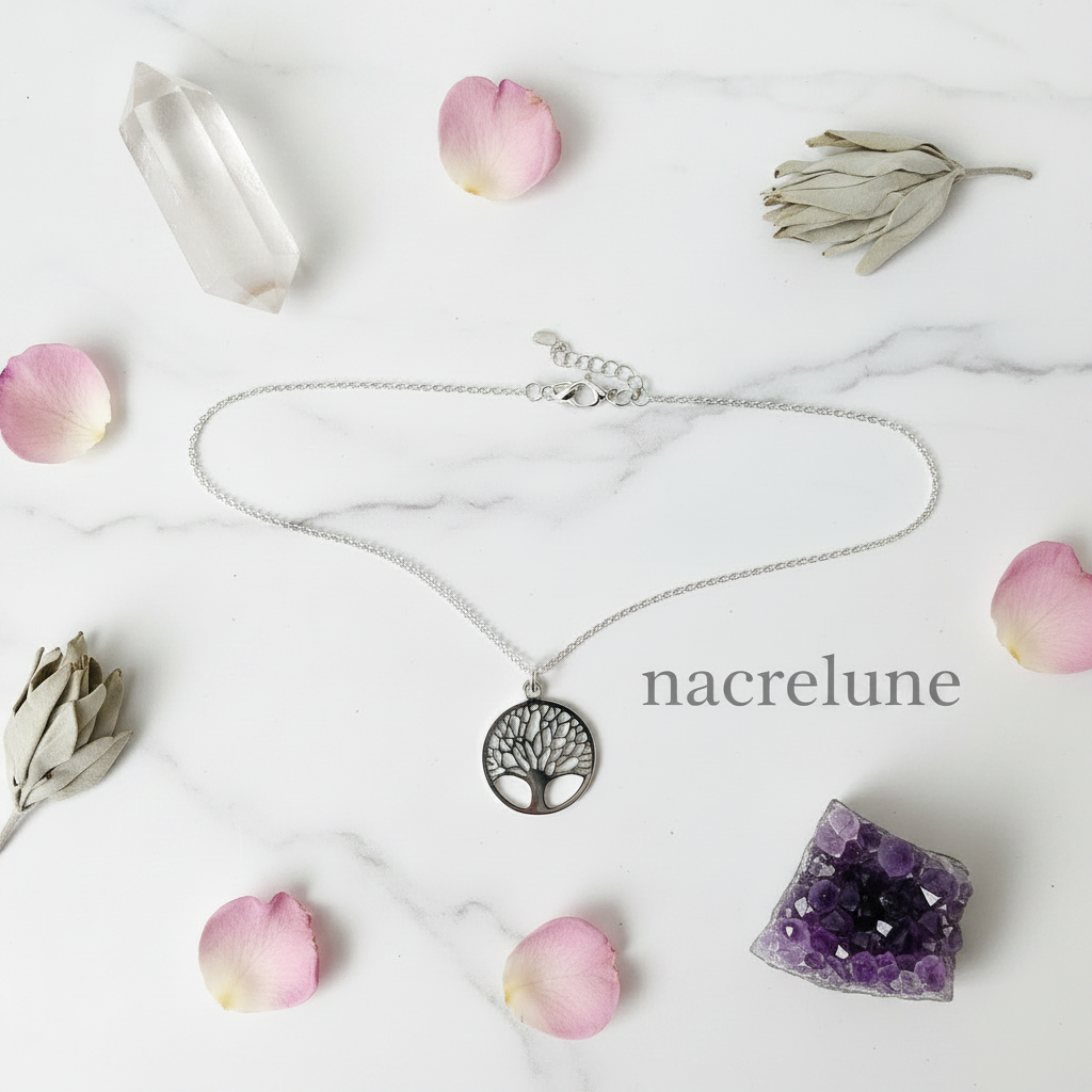 Collier Arbre de Vie en Argent Véritable | Bijou Spirituel – Nacrelune NACRELUNE pendentif
