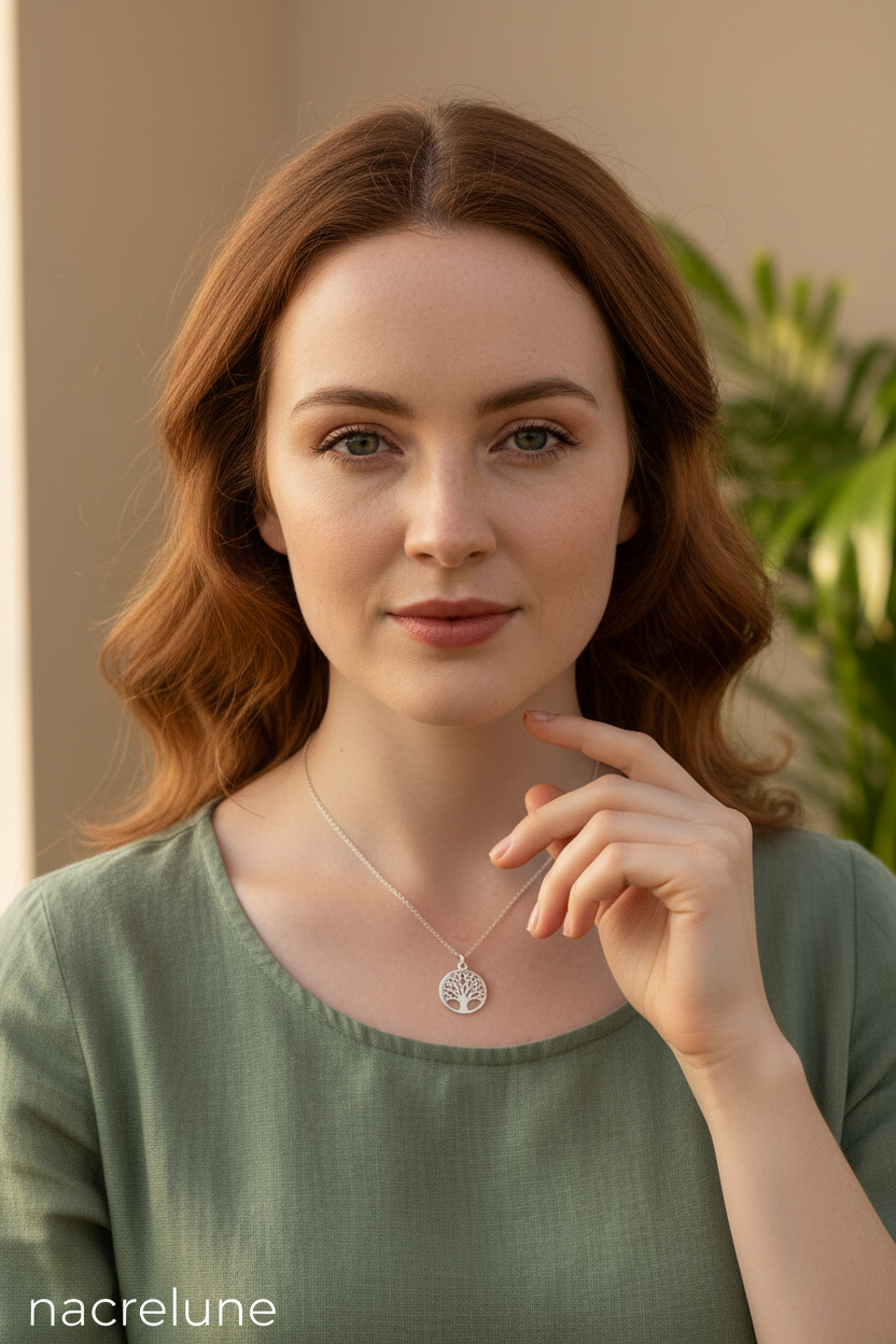 Collier Arbre de Vie en Argent Véritable | Bijou Spirituel – Nacrelune NACRELUNE pendentif