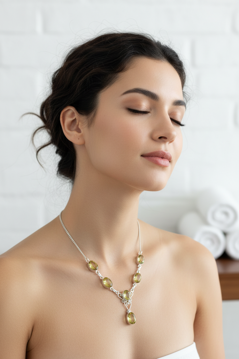 Collier en argent et citrines nacrelune.com collier