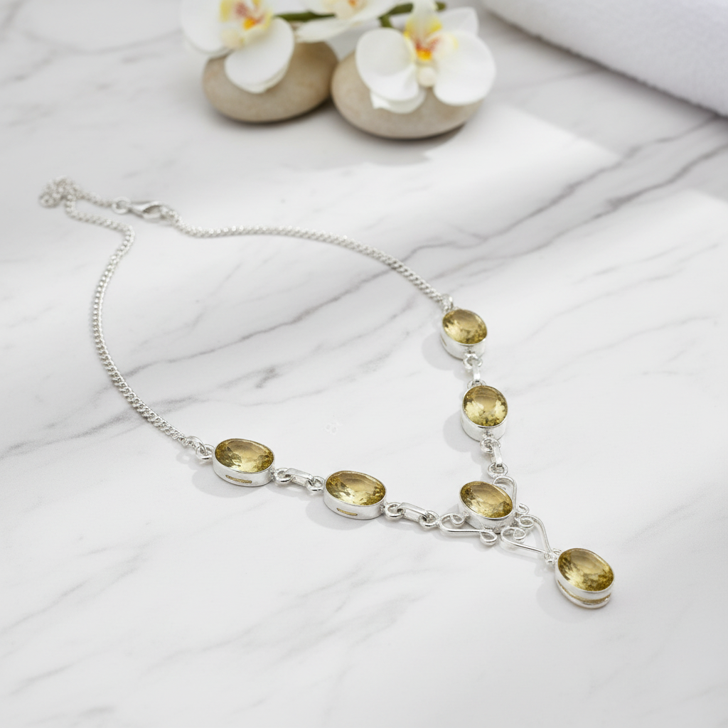 Collier en argent et citrines nacrelune.com collier