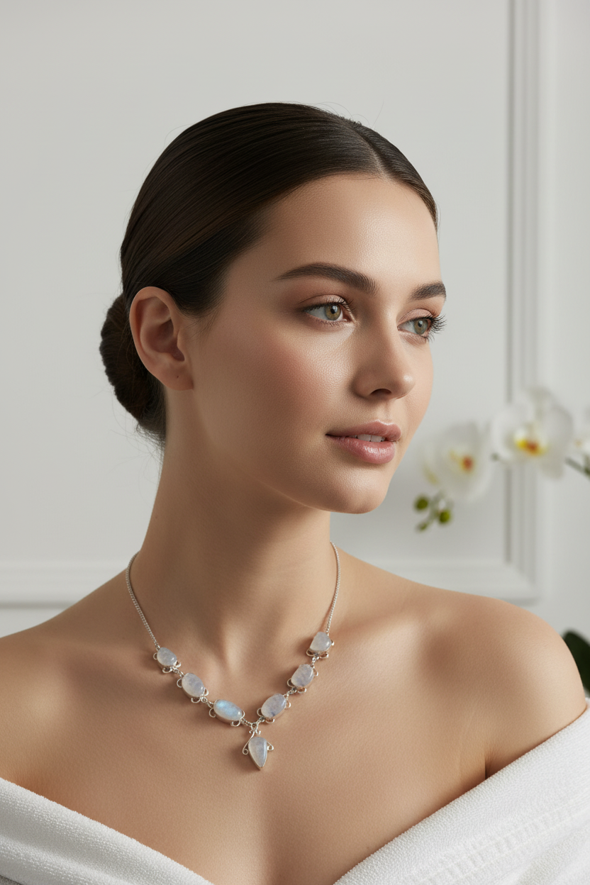 Collier en argent et pierres de lune NACRELUNE collier