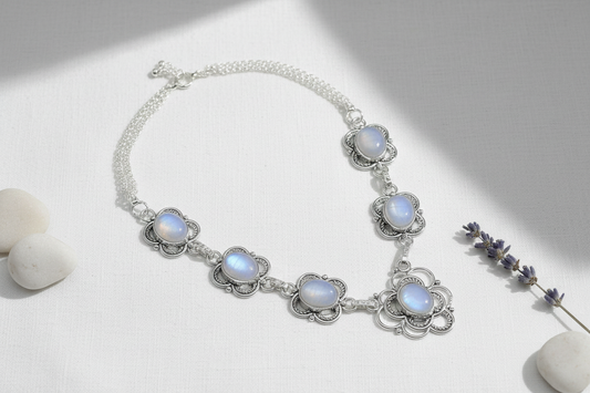 Collier en argent avec pierres de lune NACRELUNE collier