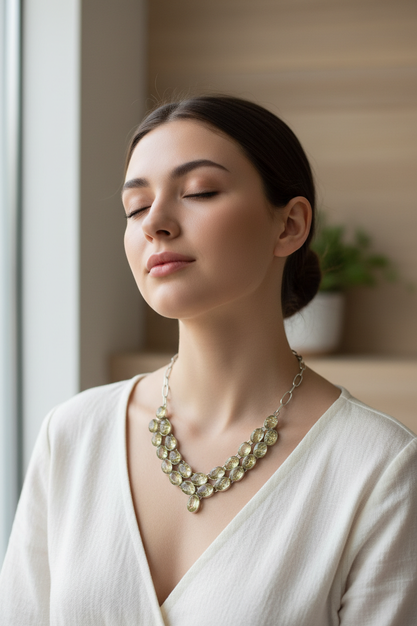 Collier en argent et 925 quartz rutiles scintillants nacrelune.com collier