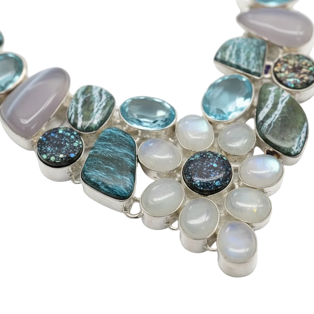 Collier en argent 925 avec pierres fines et pierres de lune nacrelune.com collier