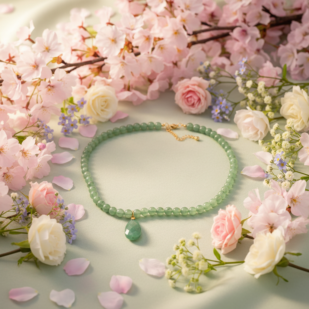 Collier en aventurines naturelles nacrelune.com collier