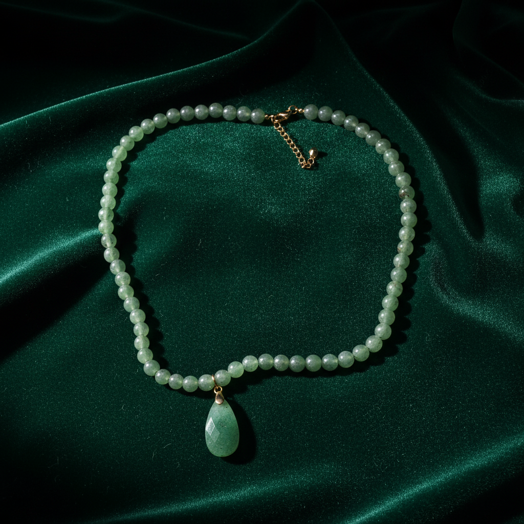 Collier en aventurines naturelles nacrelune.com collier