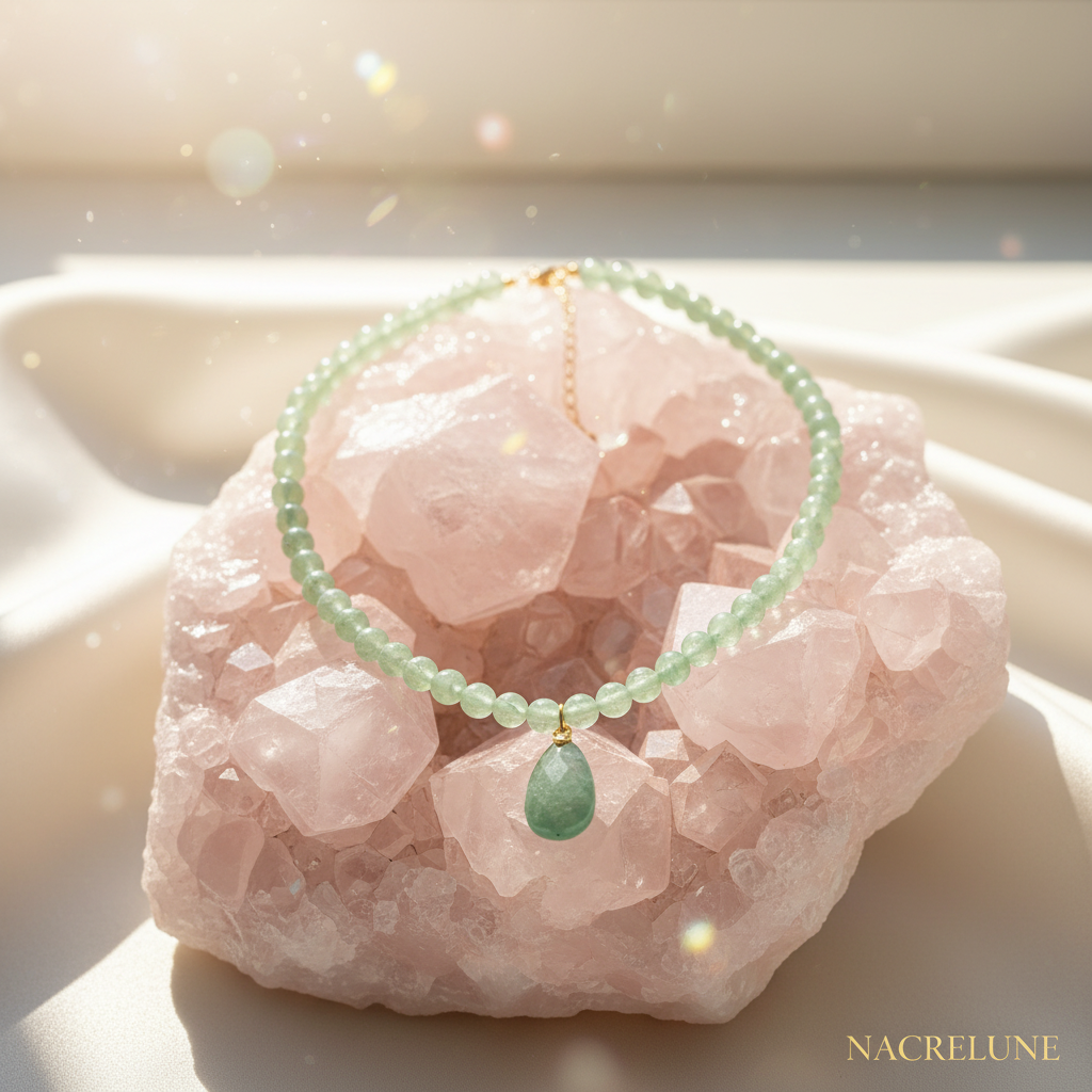 Collier en aventurines naturelles nacrelune.com collier