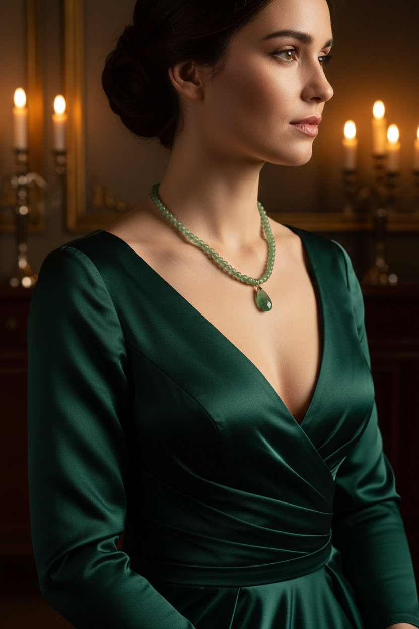 Collier en aventurines naturelles nacrelune.com collier