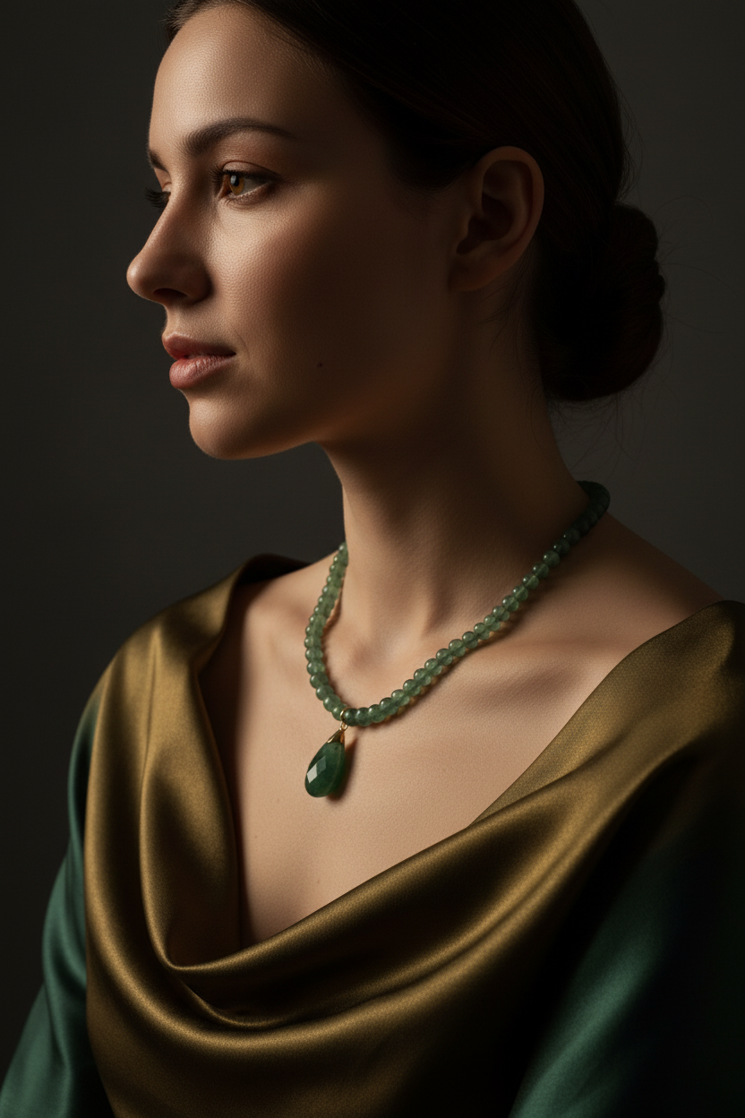 Collier en aventurines naturelles nacrelune.com collier