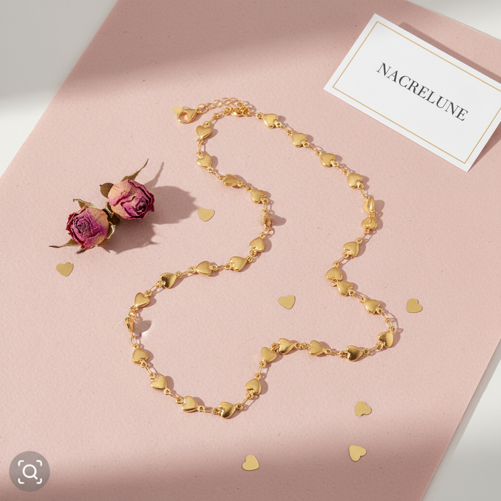 Collier Maillons Cœurs Plaqué Or – Chaîne Romantique | NACRELUNE NACRELUNE collier