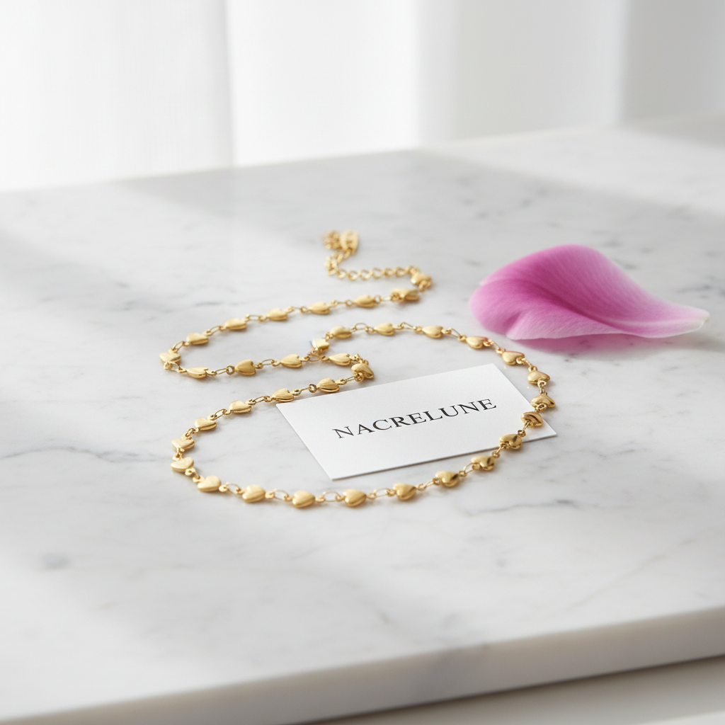 Collier Maillons Cœurs Plaqué Or – Chaîne Romantique | NACRELUNE NACRELUNE collier