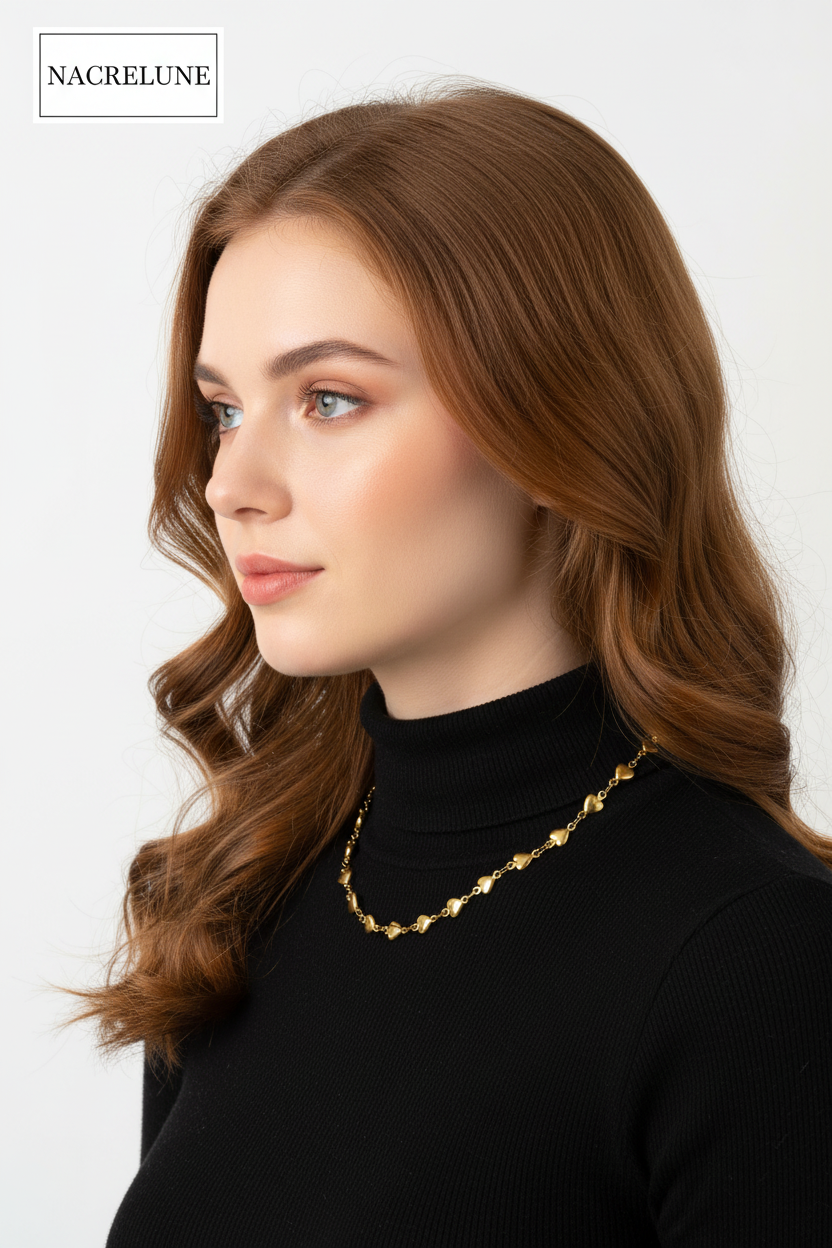 Collier Maillons Cœurs Plaqué Or – Chaîne Romantique | NACRELUNE NACRELUNE collier