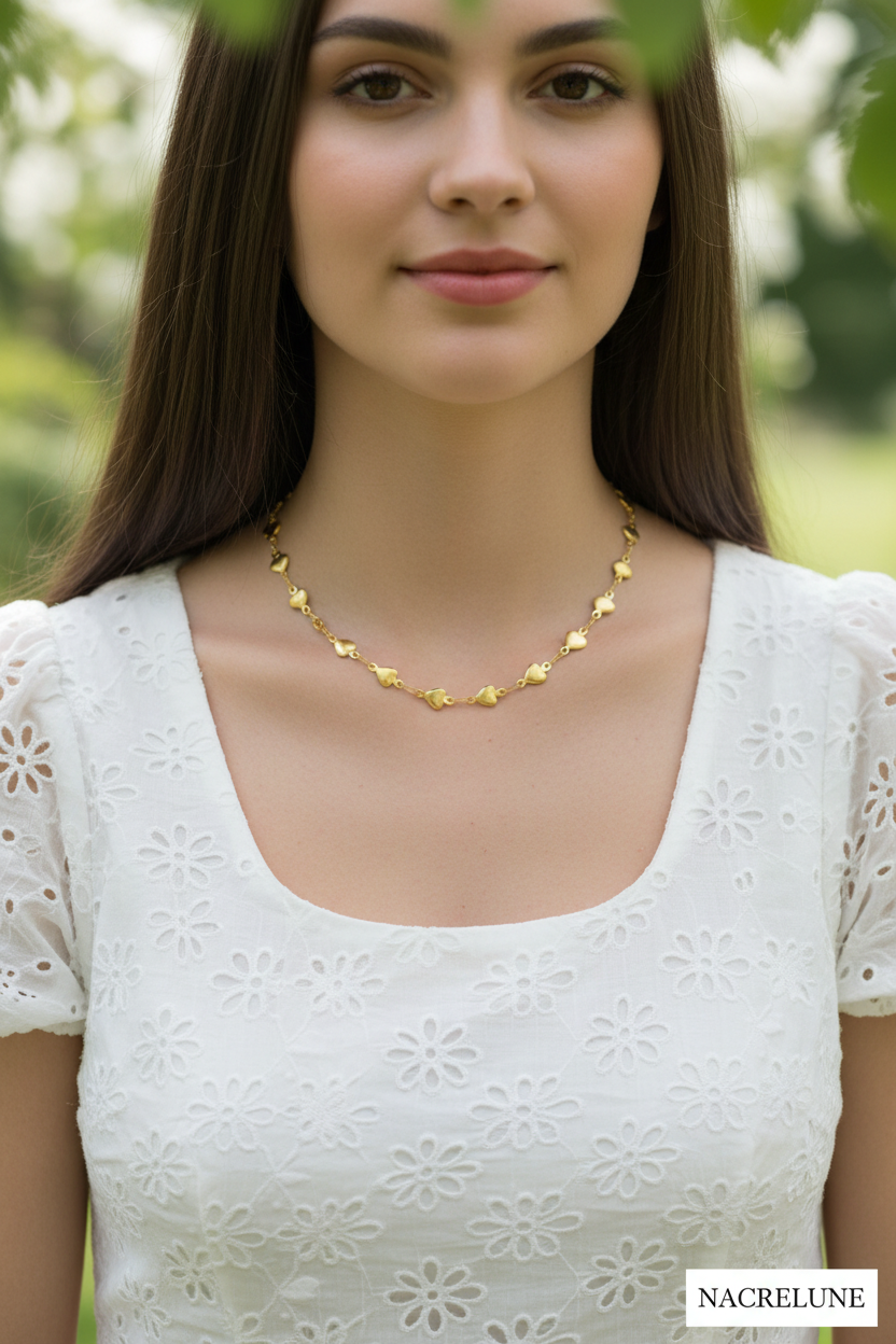 Collier Maillons Cœurs Plaqué Or – Chaîne Romantique | NACRELUNE NACRELUNE collier