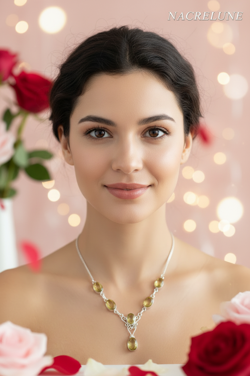 Collier en argent et citrines nacrelune.com collier