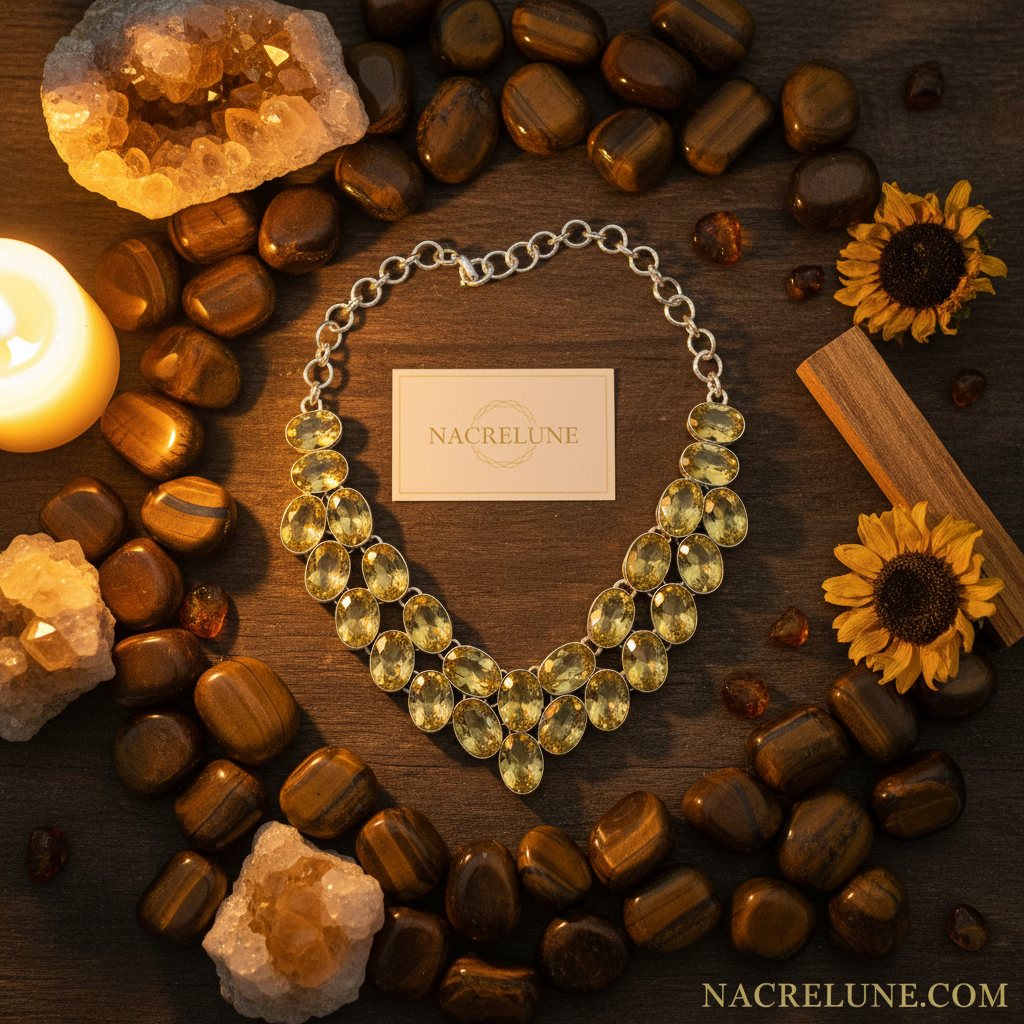 Collier en argent avec citrines taillées nacrelune.com collier