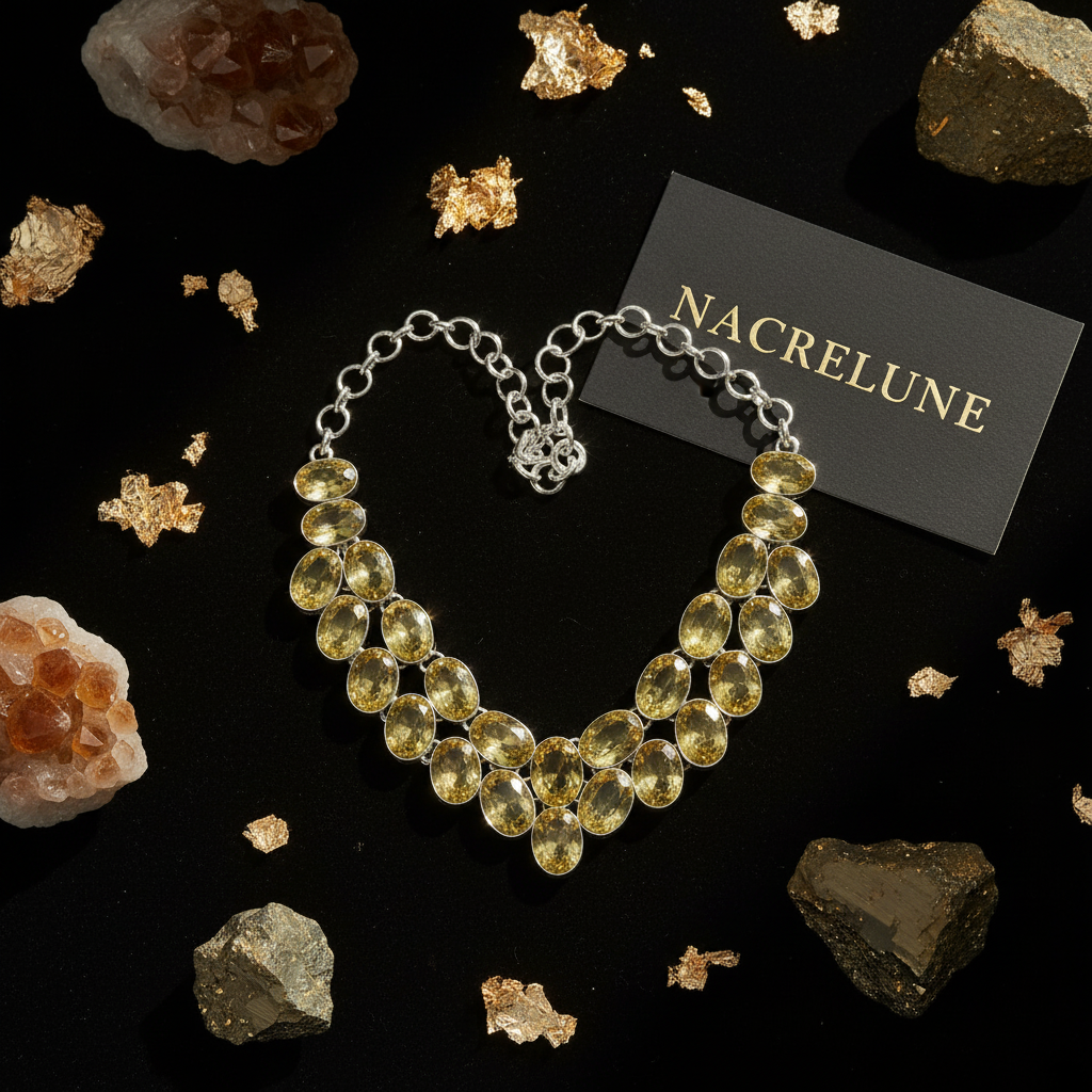 Collier en argent avec citrines taillées nacrelune.com collier