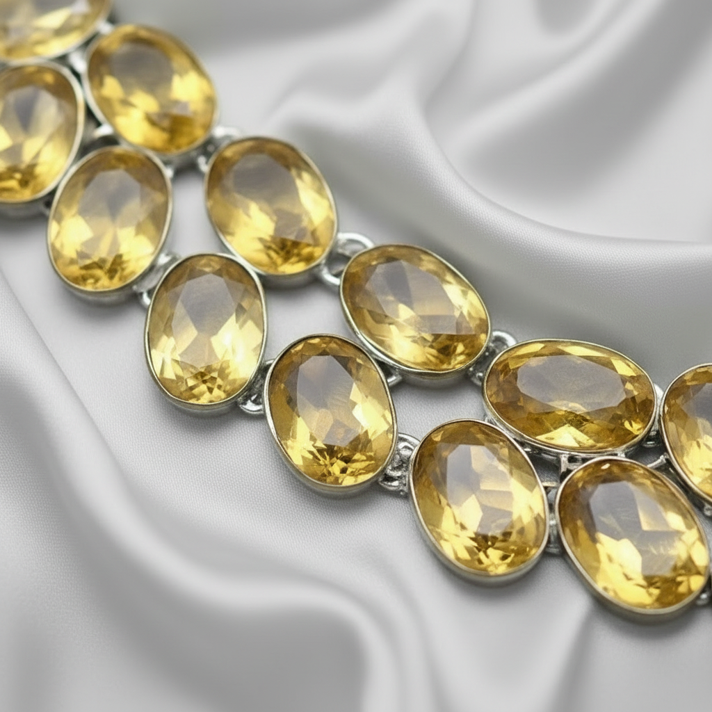 Collier en argent avec citrines taillées nacrelune.com collier