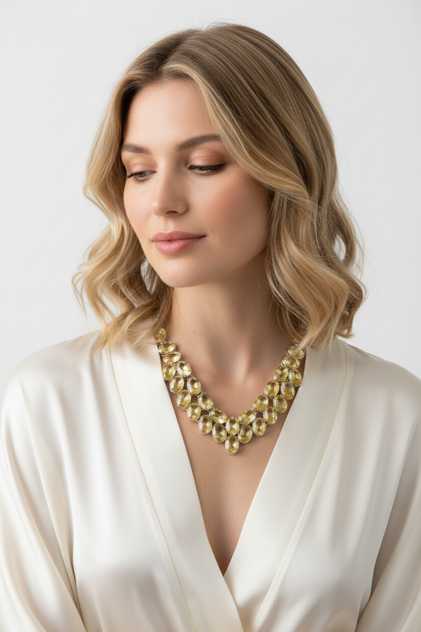 Collier en argent avec citrines taillées nacrelune.com collier