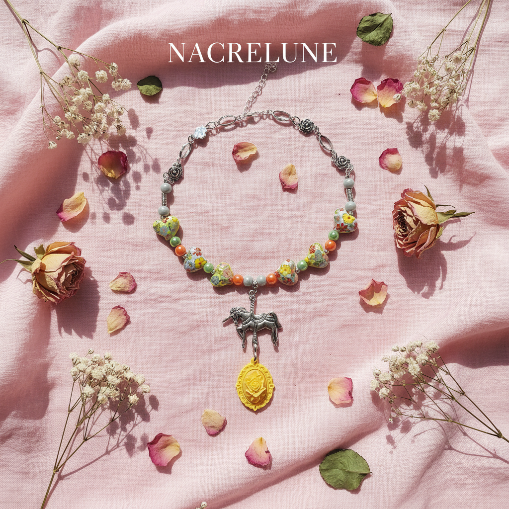Collier Fantaisie Coeurs Décorés – Bijou Tendance Femme | NACRELUNE nacrelune.com collier