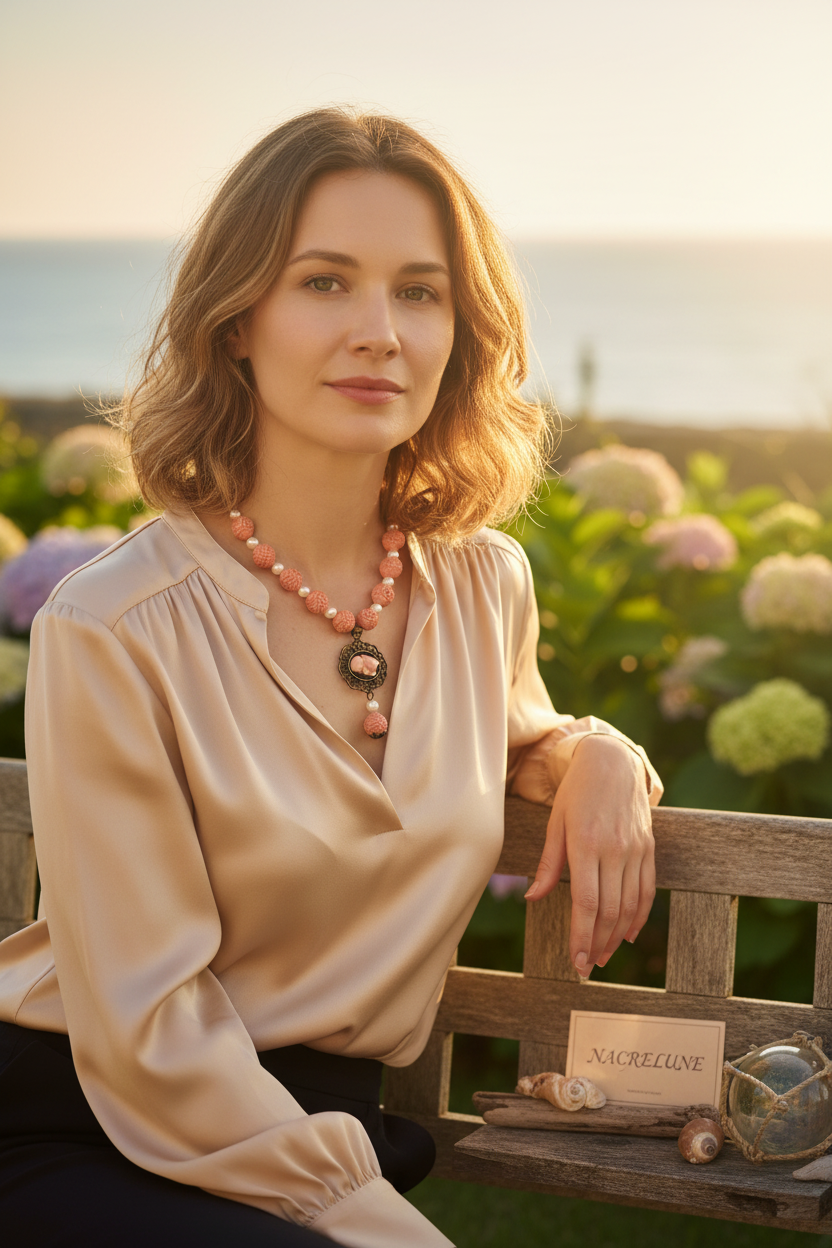Collier Imitation Corail Rouge Élégant Artisanal nacrelune.com collier