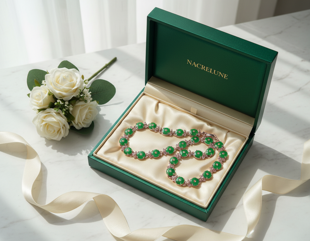 collier en zirconia imitation emeraudes et diamants nacrelune.com collier