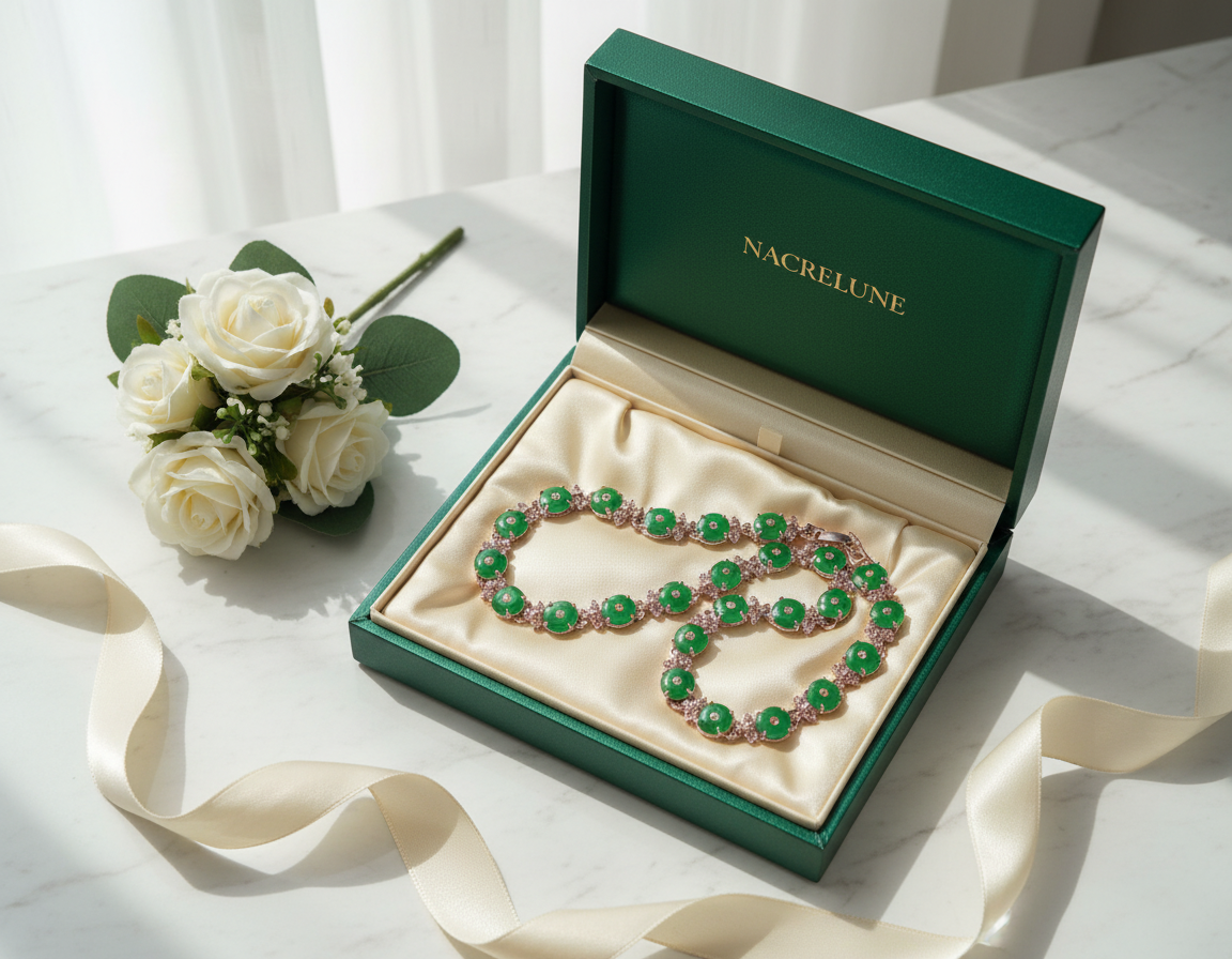 collier en zirconia imitation emeraudes et diamants NACRELUNE collier