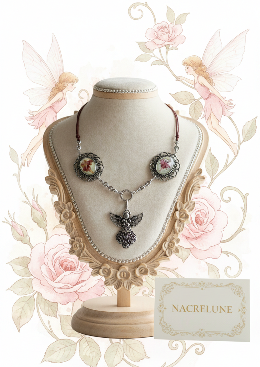 Collier Camées Ange & Fées des Fleurs | NACRELUNE nacrelune.com collier
