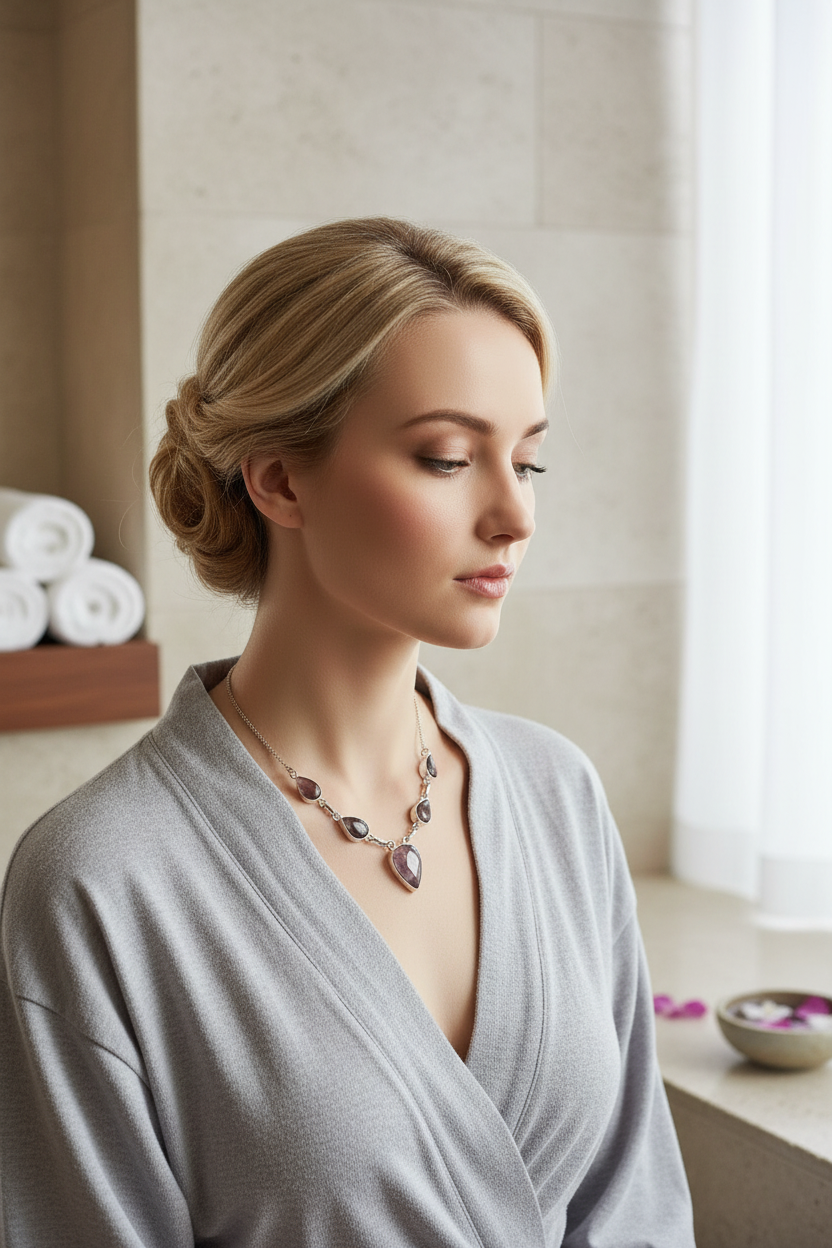 Collier argent et fluorites NACRELUNE collier