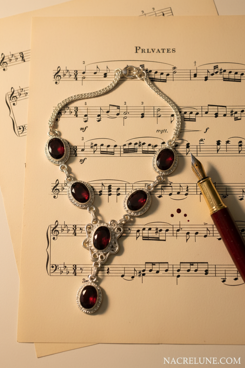 Collier argent et grenats taillés nacrelune.com collier