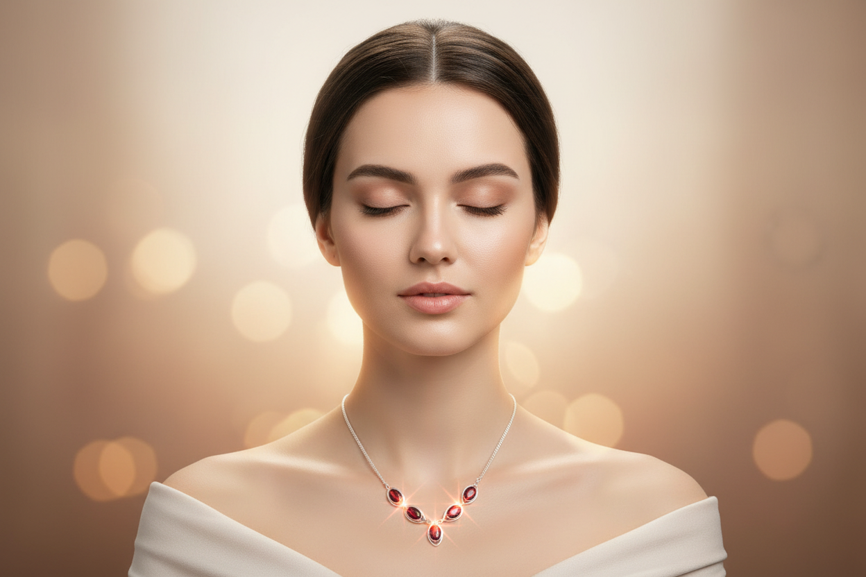 Collier en argent et grenats taillés nacrelune.com collier