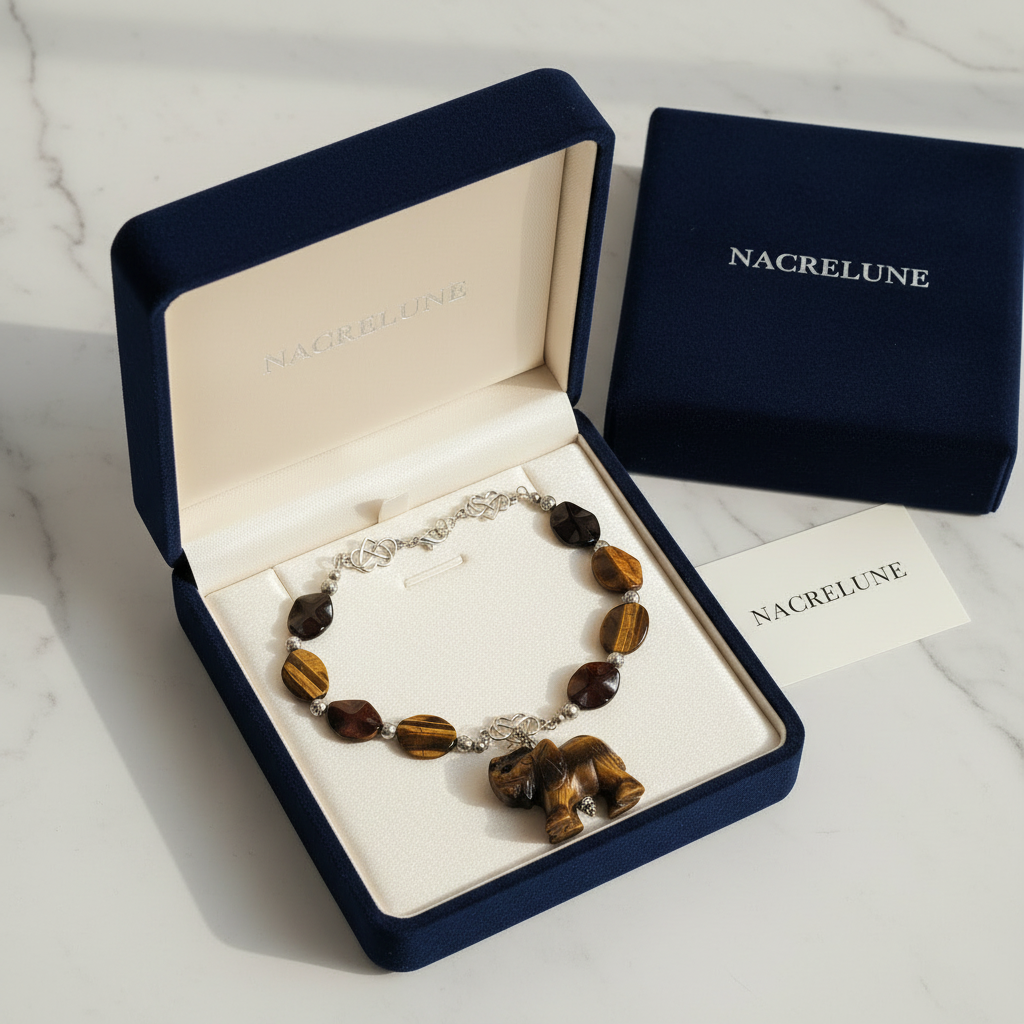 Collier en perles d’oeil de tigre nacrelune.com collier