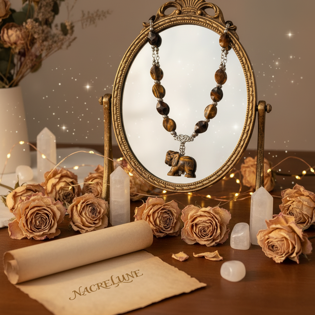 Collier en perles d’oeil de tigre nacrelune.com collier