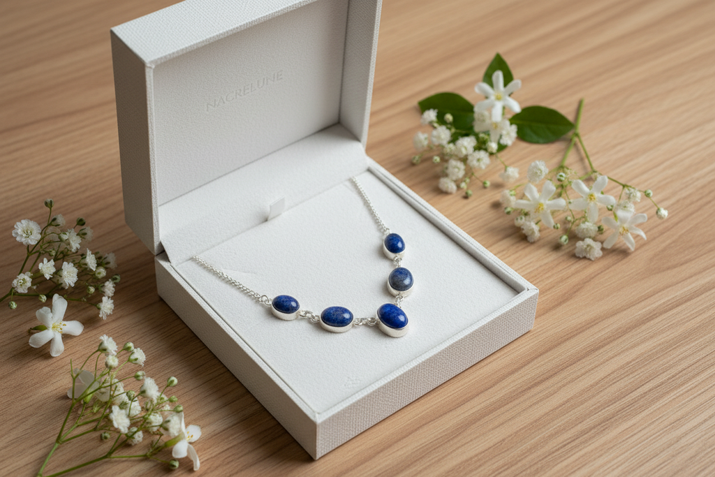 Collier en argent avec lapis lazulis nacrelune.com collier