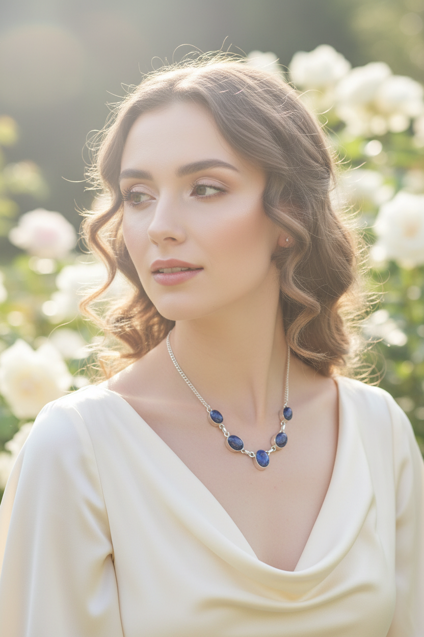 Collier en argent avec lapis lazulis nacrelune.com collier