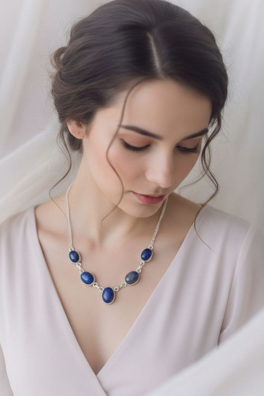 Collier en argent avec lapis lazulis NACRELUNE collier