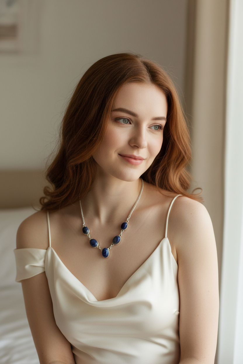 Collier en argent avec lapis lazulis nacrelune.com collier
