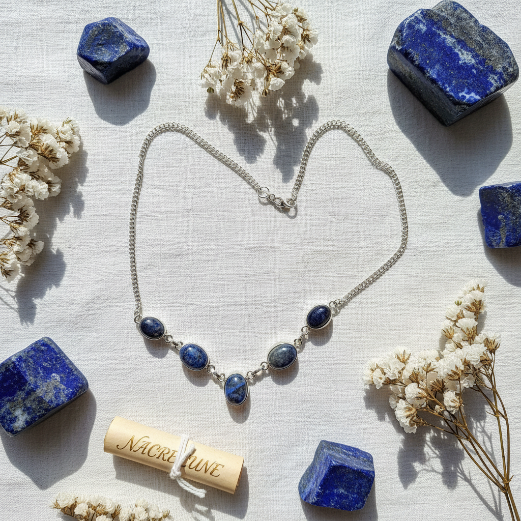 Collier en argent avec lapis lazulis nacrelune.com collier