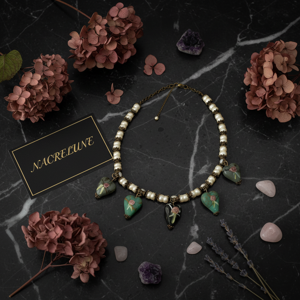 Collier en perles de verre nacrelune.com collier