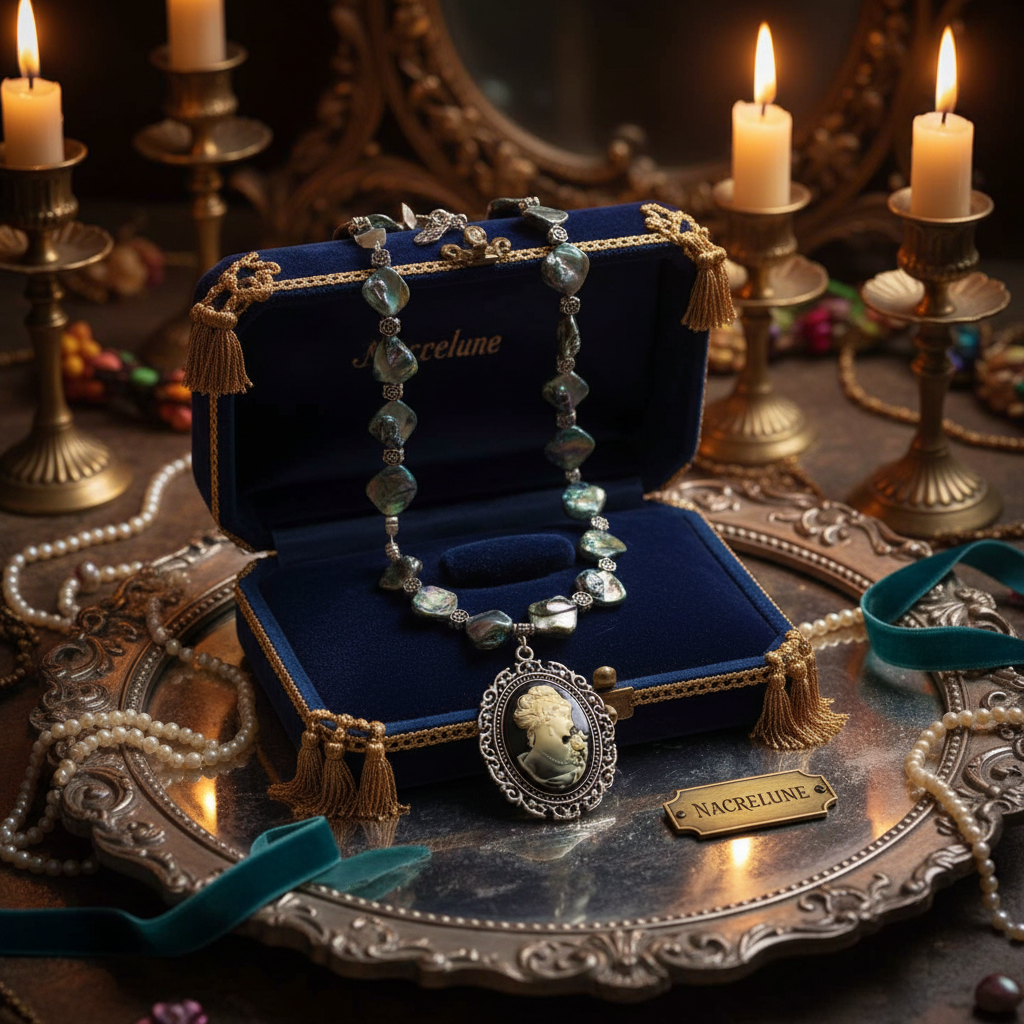 Collier en nacre avec camée nacrelune.com collier