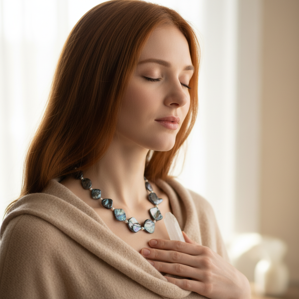 Collier en perles de nacre métallisé et petites perles fines nacrelune.com collier