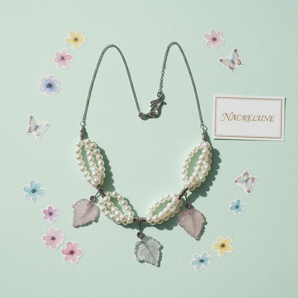 collier fantaisie aux couleurs pastels nacrelune.com collier