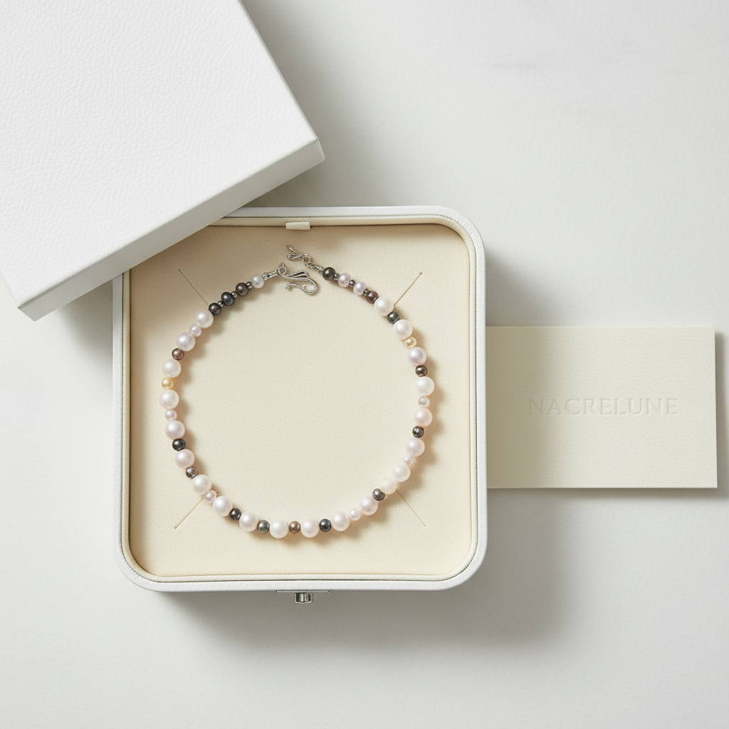 collier perles de culture multicolores et quartz blancs nacrelune.com collier
