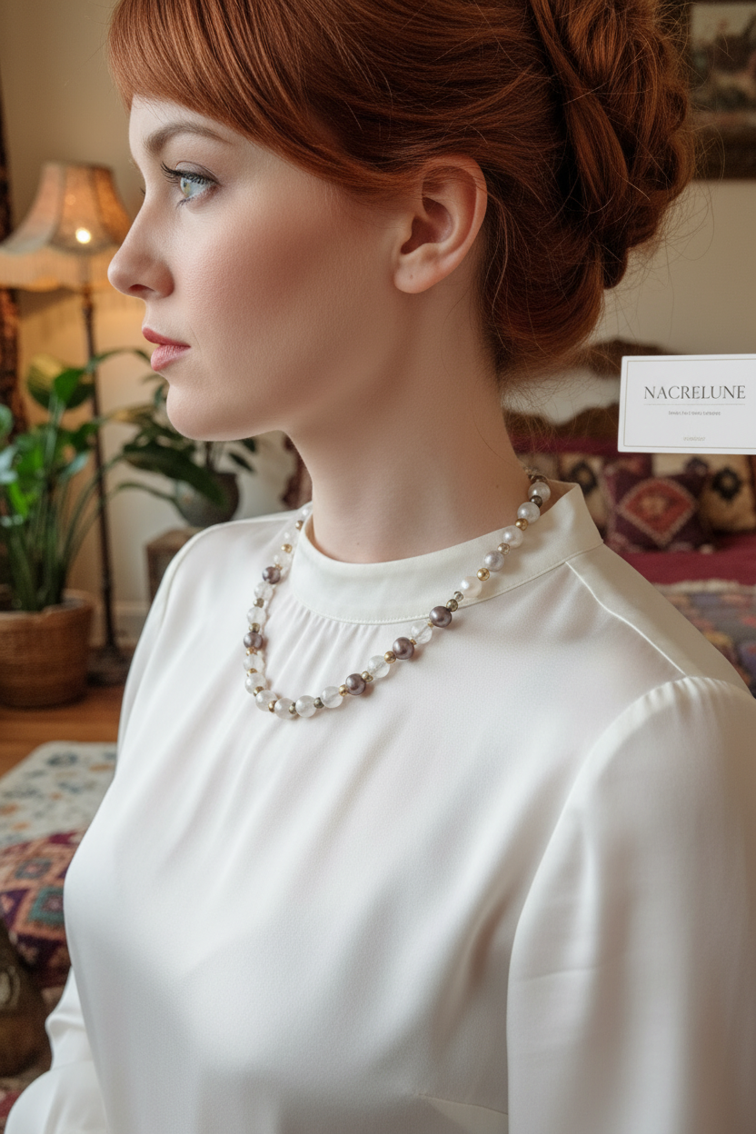collier perles de culture multicolores et quartz blancs nacrelune.com collier