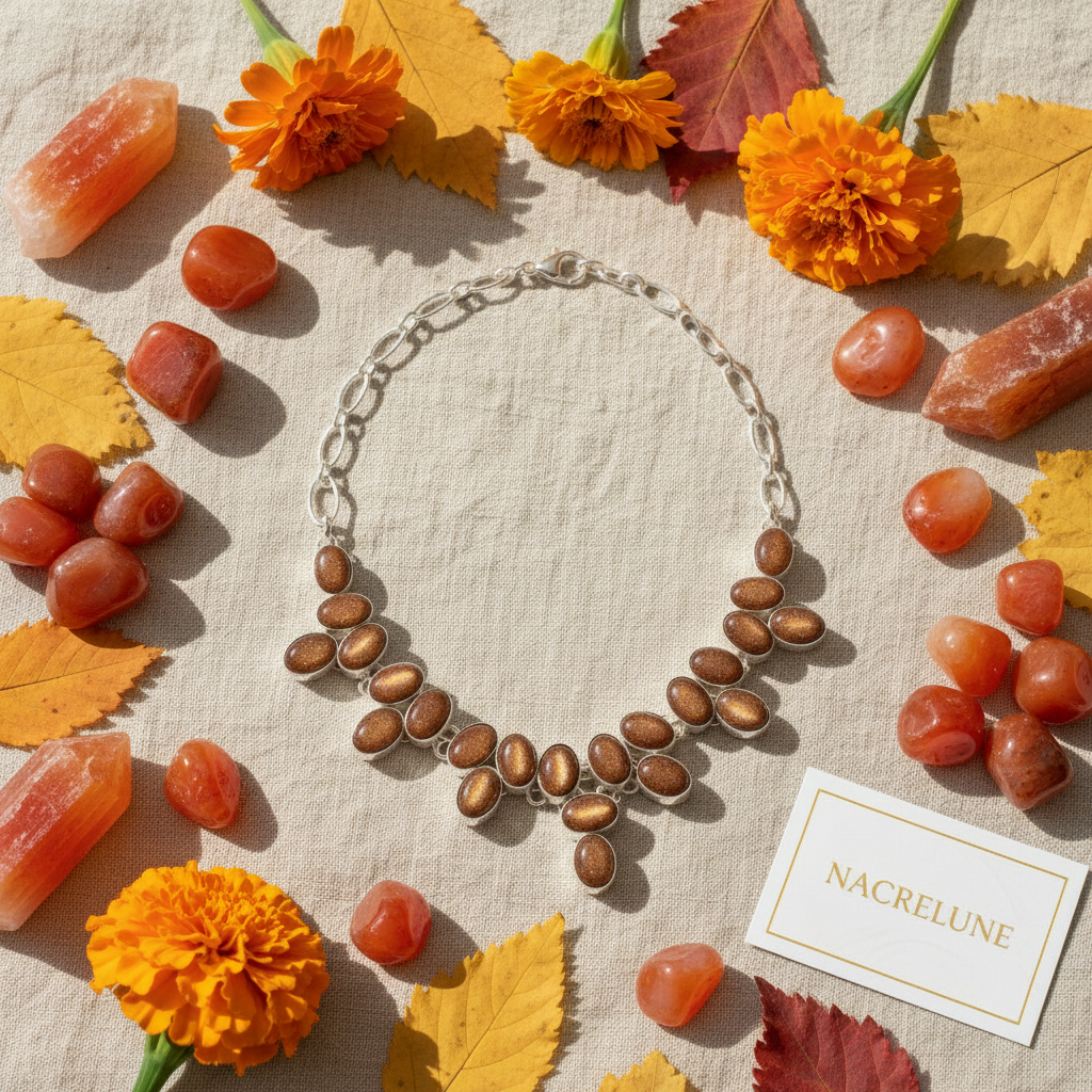 Collier en argent 925 avec pierres de soleil nacrelune.com collier