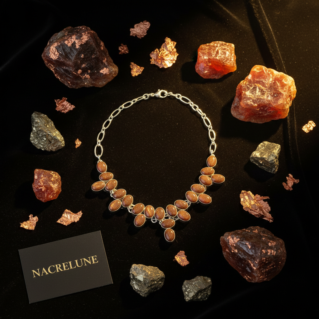 Collier en argent 925 avec pierres de soleil nacrelune.com collier